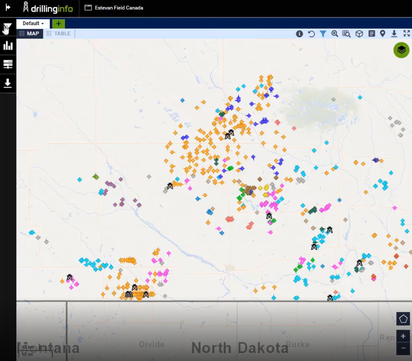 Canadian rig data for oil and gas