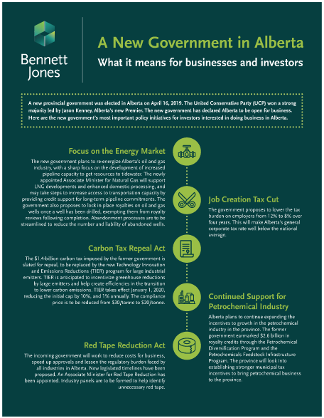 A New Government in Alberta - What it means for businesses and investors - Bennett Jones
