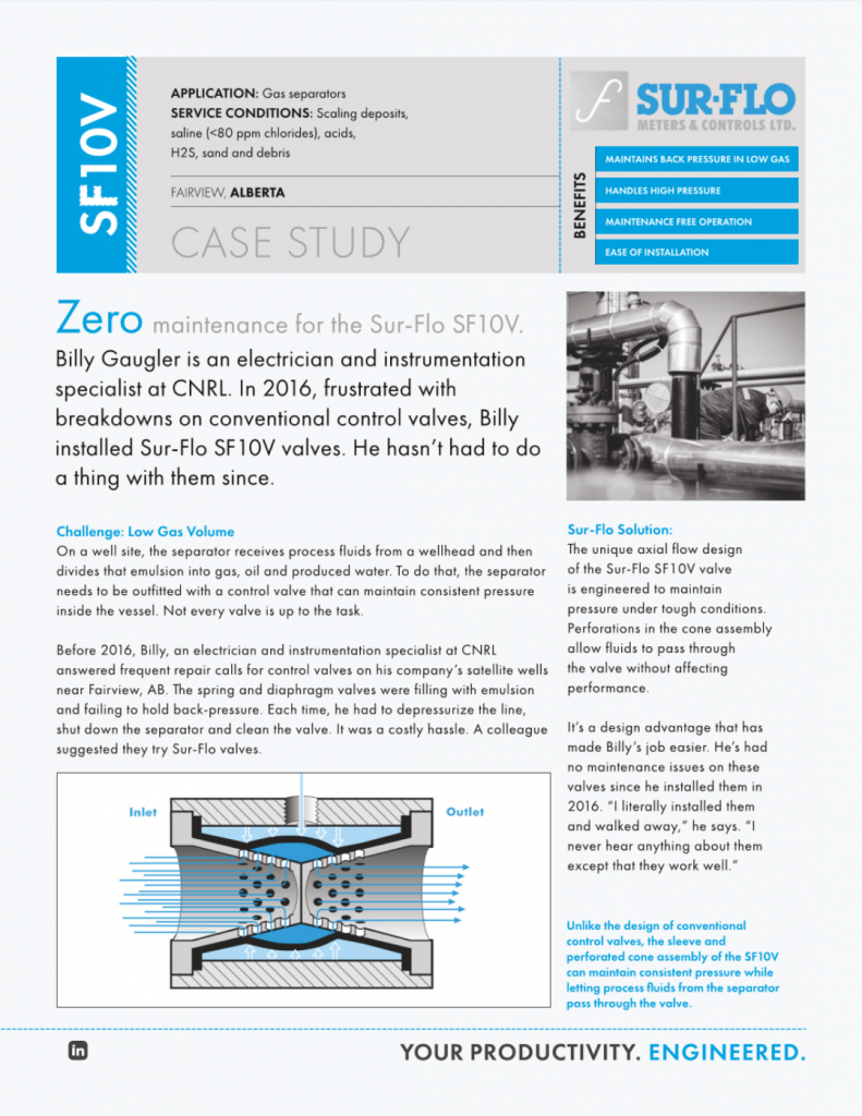 CASE STUDY - SF10V Control Valve Low Gas Volume – Sur-Flo Meters & Controls Ltd.