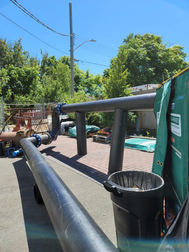 NCS Fluid Handling Systems HDPE pipe used with header on sewer bypass safety first