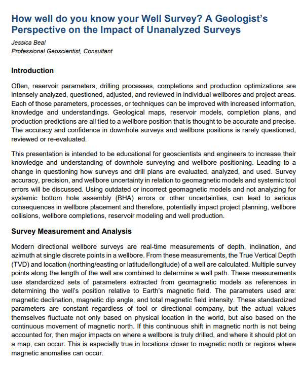 Jessica Beal - Geoconvention 2021 Well Survey