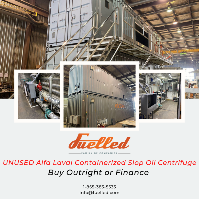 heavy oil producers, improve your esg score and profitability with this unused containerized slop oil centrifuge header