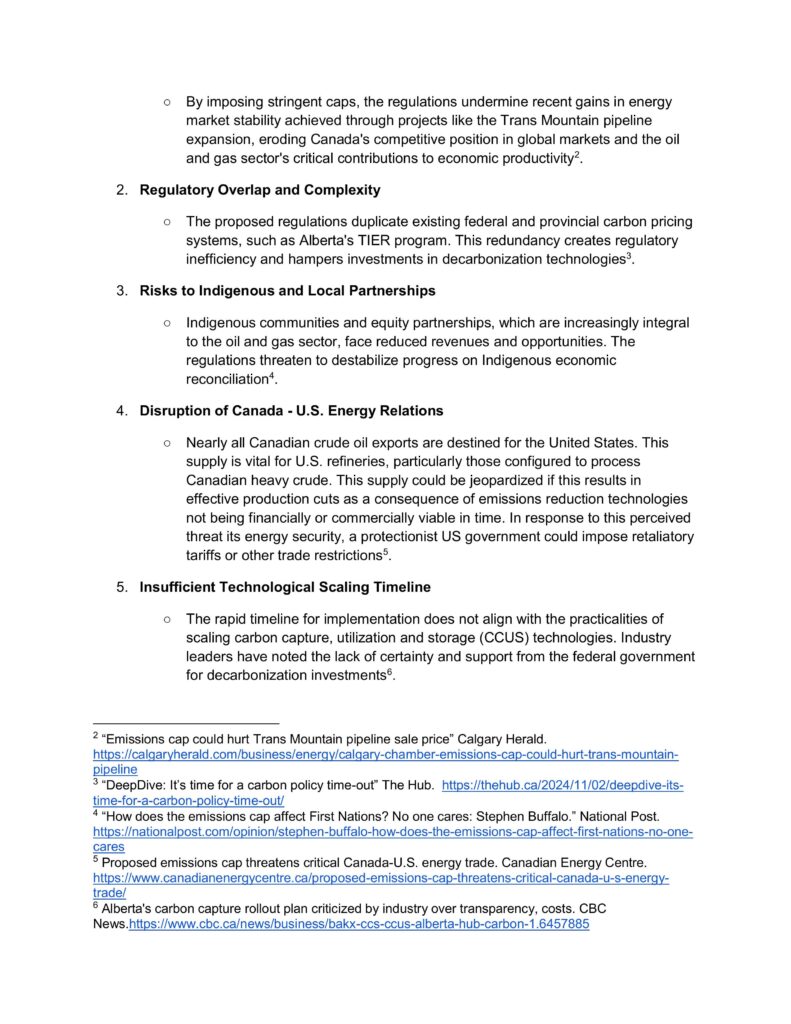 oil and gas sector greenhouse gas emissions cap regulations notice of objection pg 2