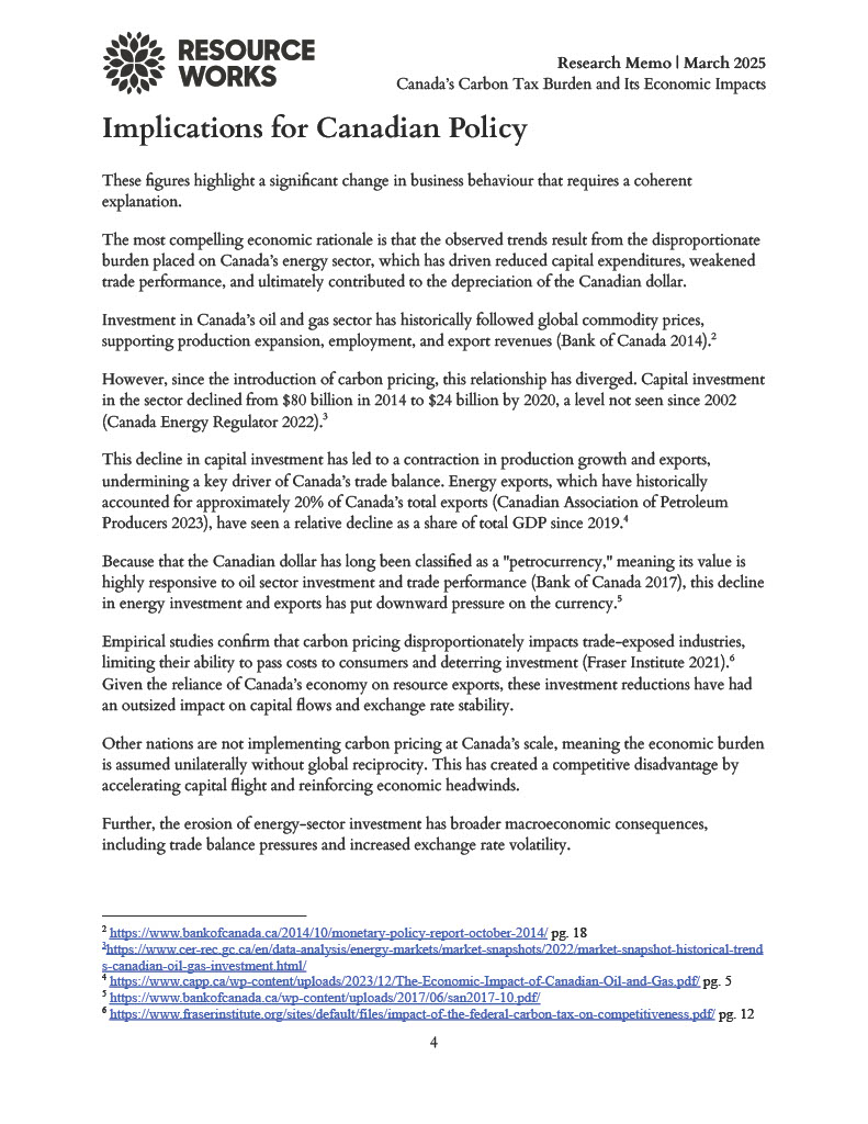 canada’s carbon tax burden and its economic impacts march 2025 4