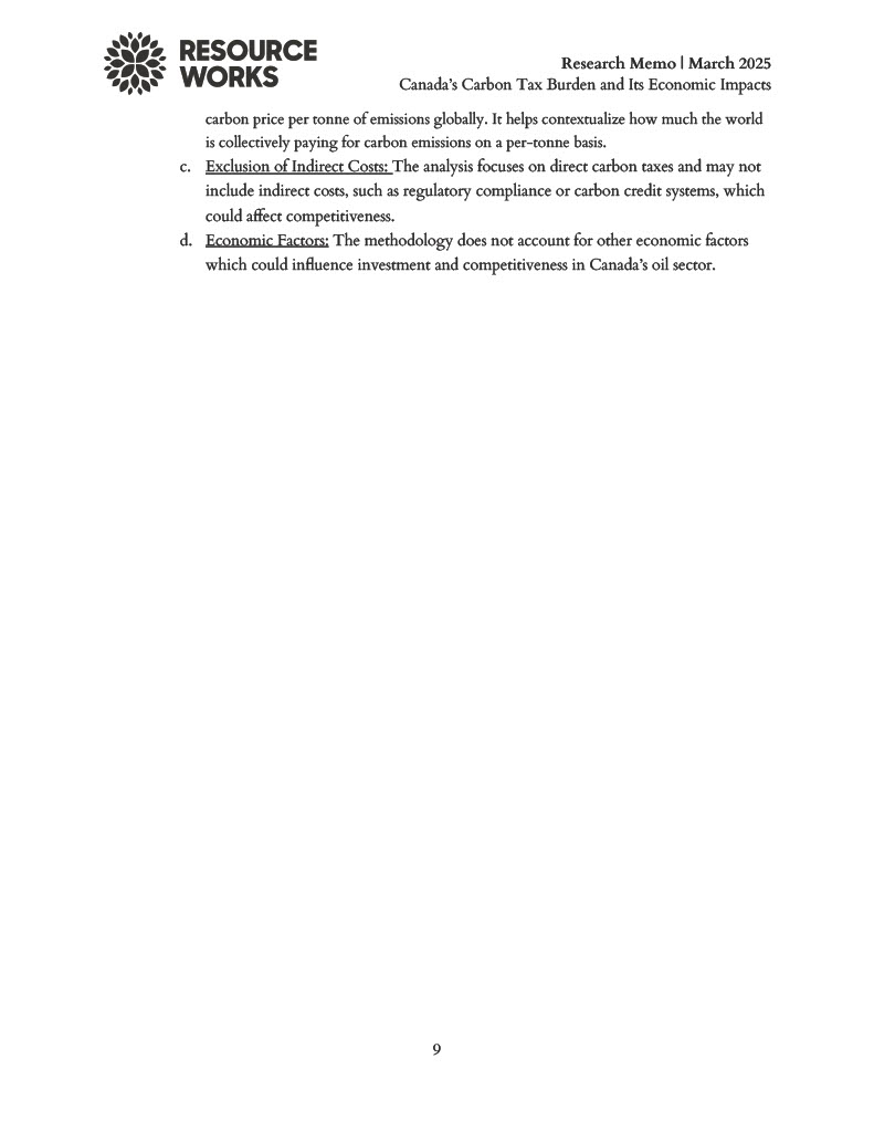 canada’s carbon tax burden and its economic impacts march 2025 9