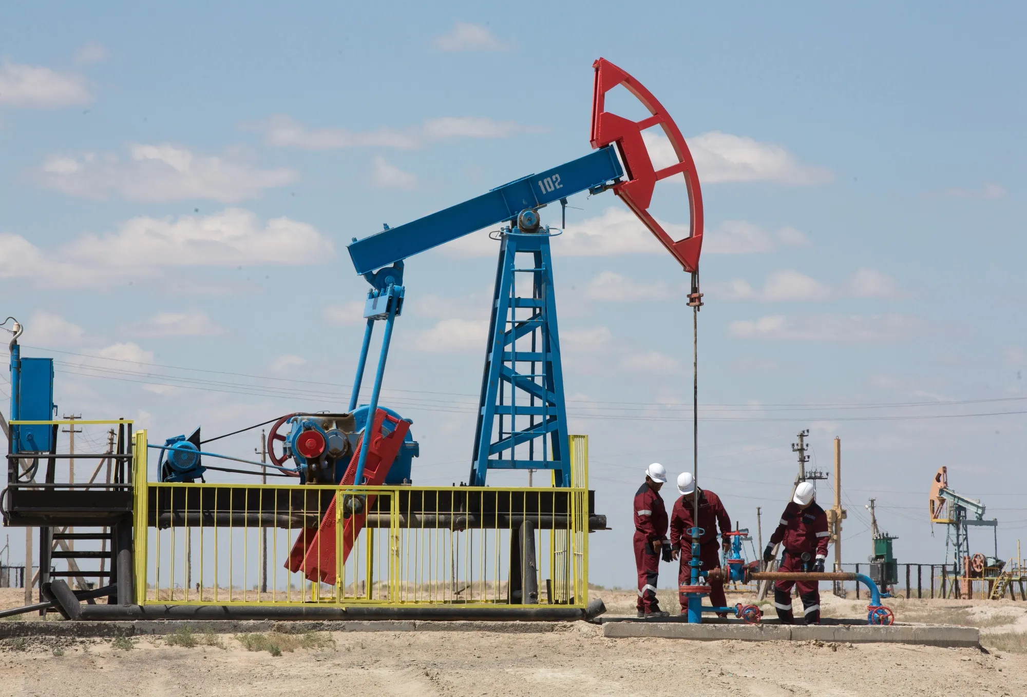 a kazmunaygas oil field in akkystau village near atyrau, kazakhstan