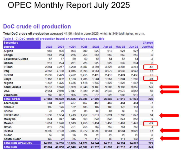 opec monthly report july 2025