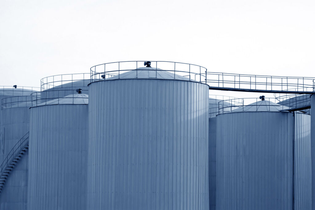 closeup of oil storage tank