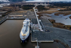 cp175311695 wudong, a liquefied natural gas (lng) tanker, fills up at an lng canada facility, in an aerial view, in kitimat, b.c 1200x810