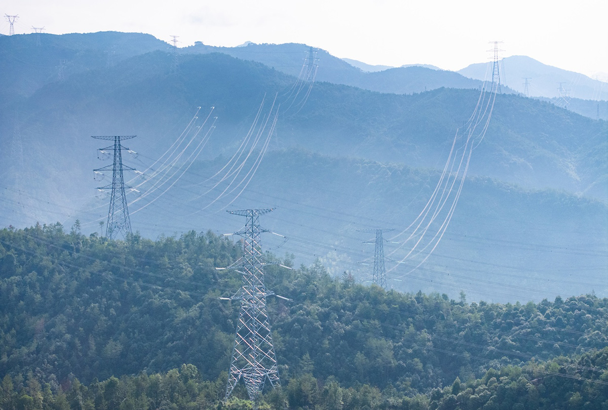 high voltage pylone on mountain
