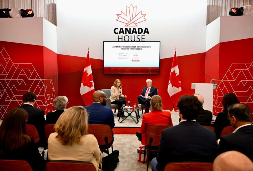 jackie forrest of arc energy institute interviews energy minister tim hodgson at the ceraweek 2026 conference in texas 1200x810