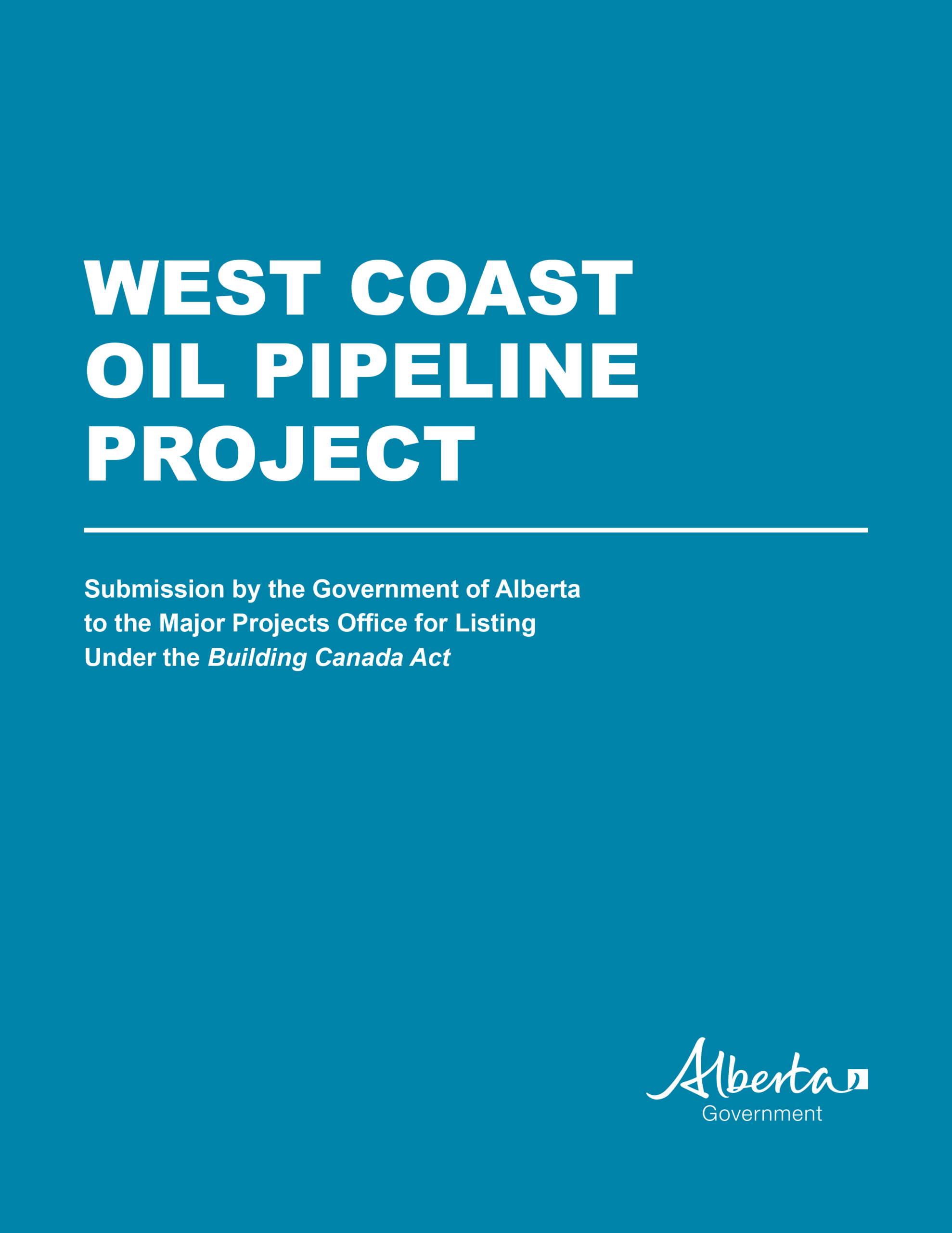 alberta government west coast oil pipeline project submission cover page full