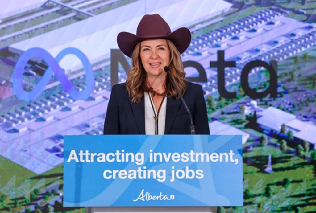 alberta premier danielle smith speaks during an announcement that meta platforms inc 1200x810