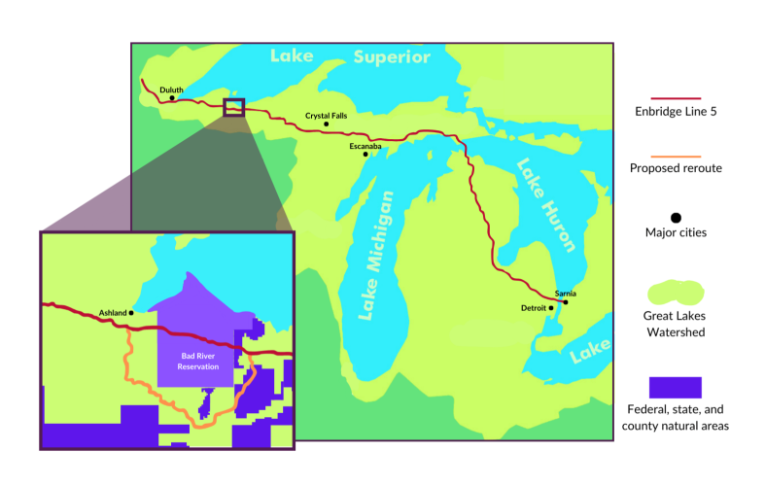 map line 5 and proposed reroute